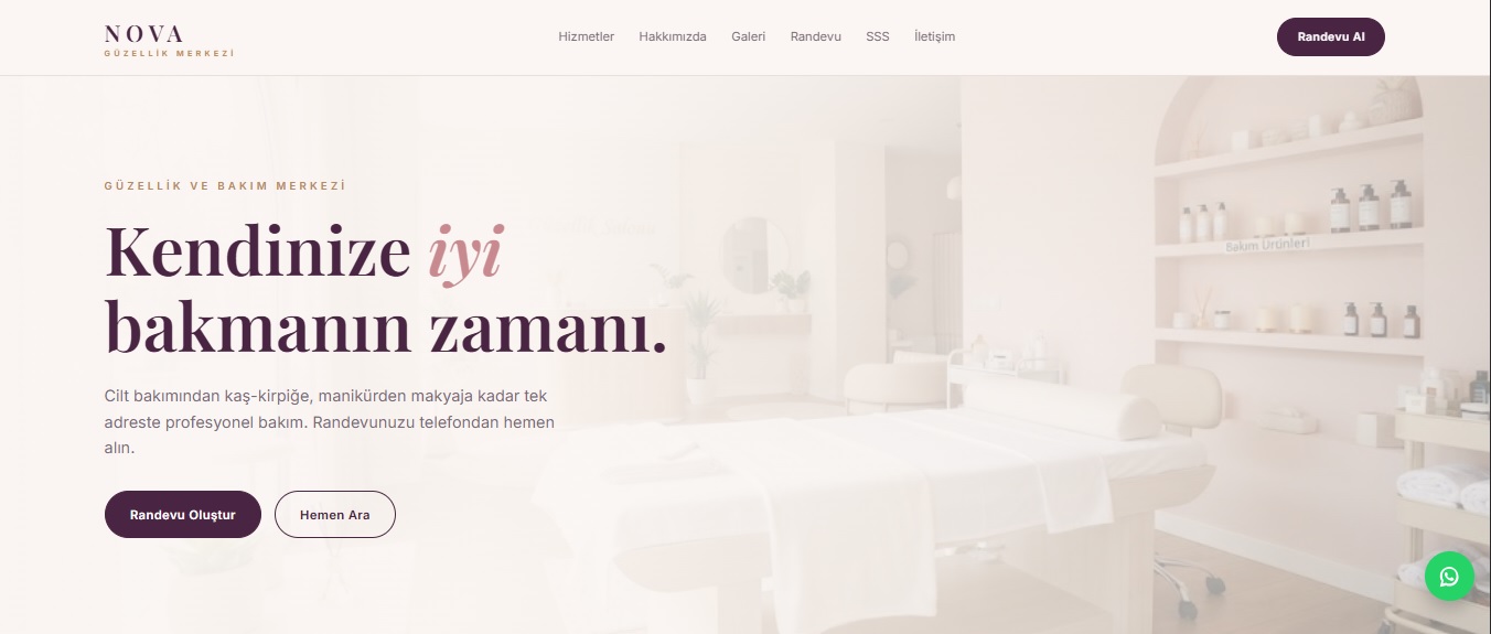 NOVA güzellik merkezi web sitesi