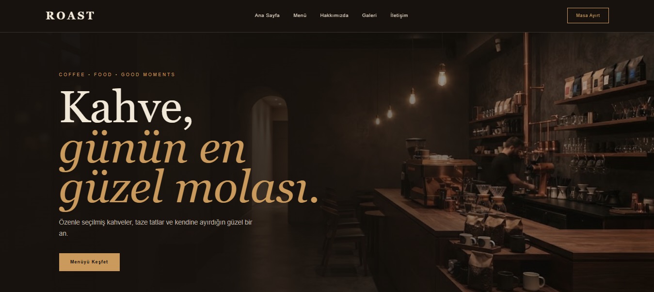 ROAST kafe web sitesi